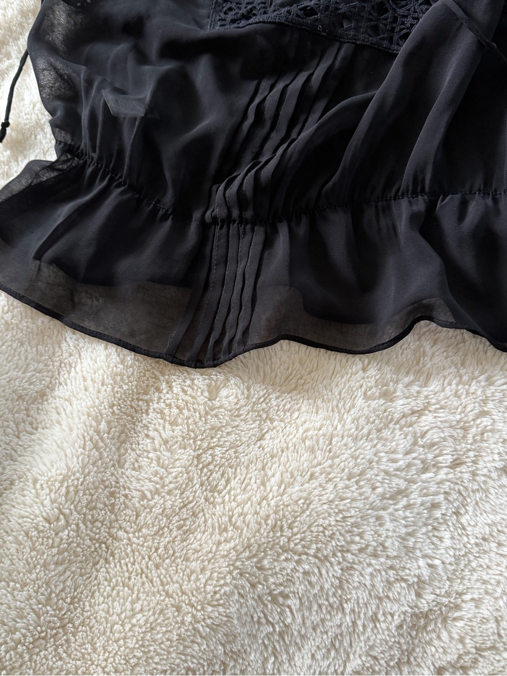 Daniel Rainn Black Lace Trim Sheer Boho Blouse Medium - Picture 5 of 8